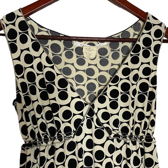 Max Studio Mini Black White Geometric Pattern Empire Waist A-Line Dress XS - Picture 7 of 12